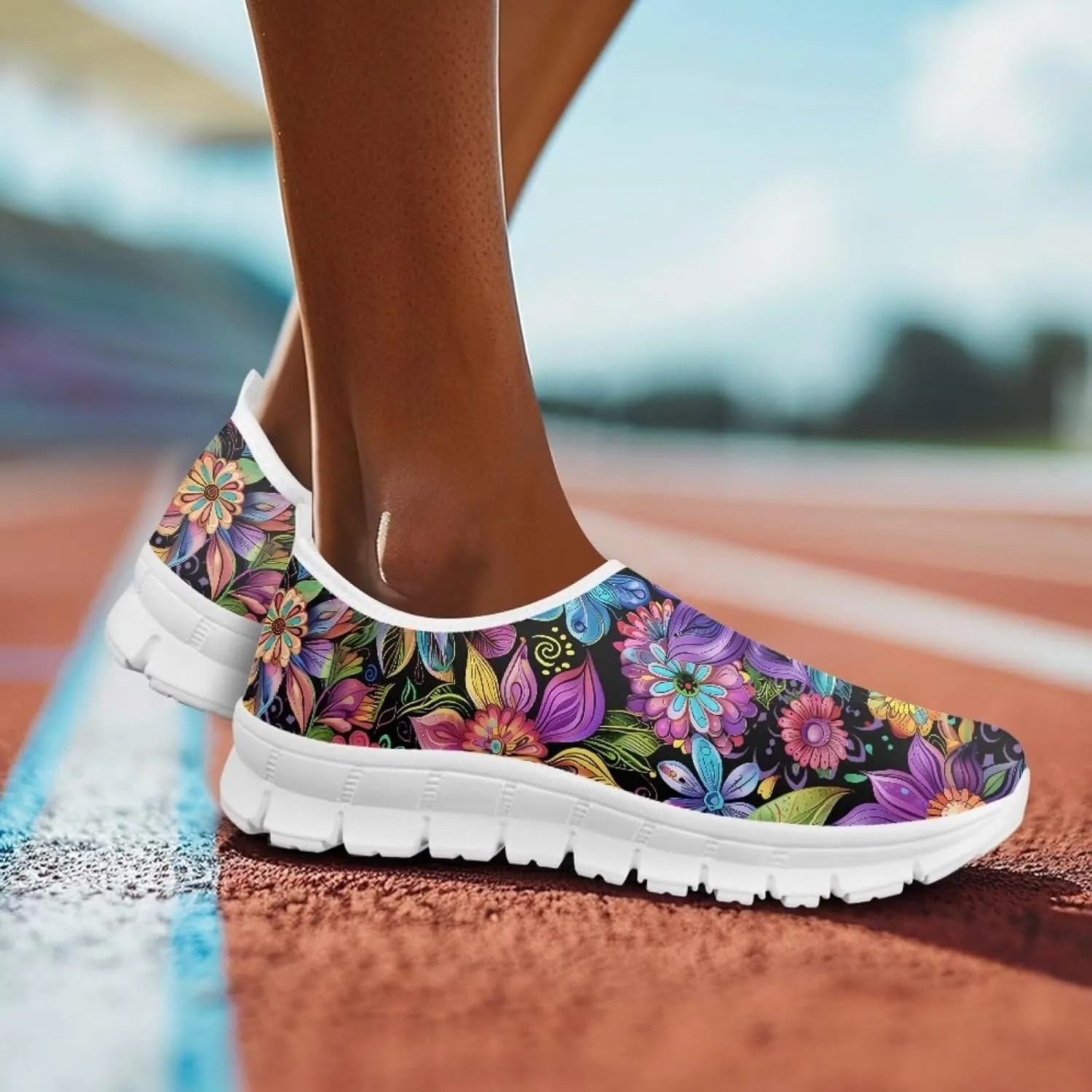 Jeiento Boho Blossom Womens Casual Loafer Slip On Lightweight Comfort Travel Walking Flats Shoes