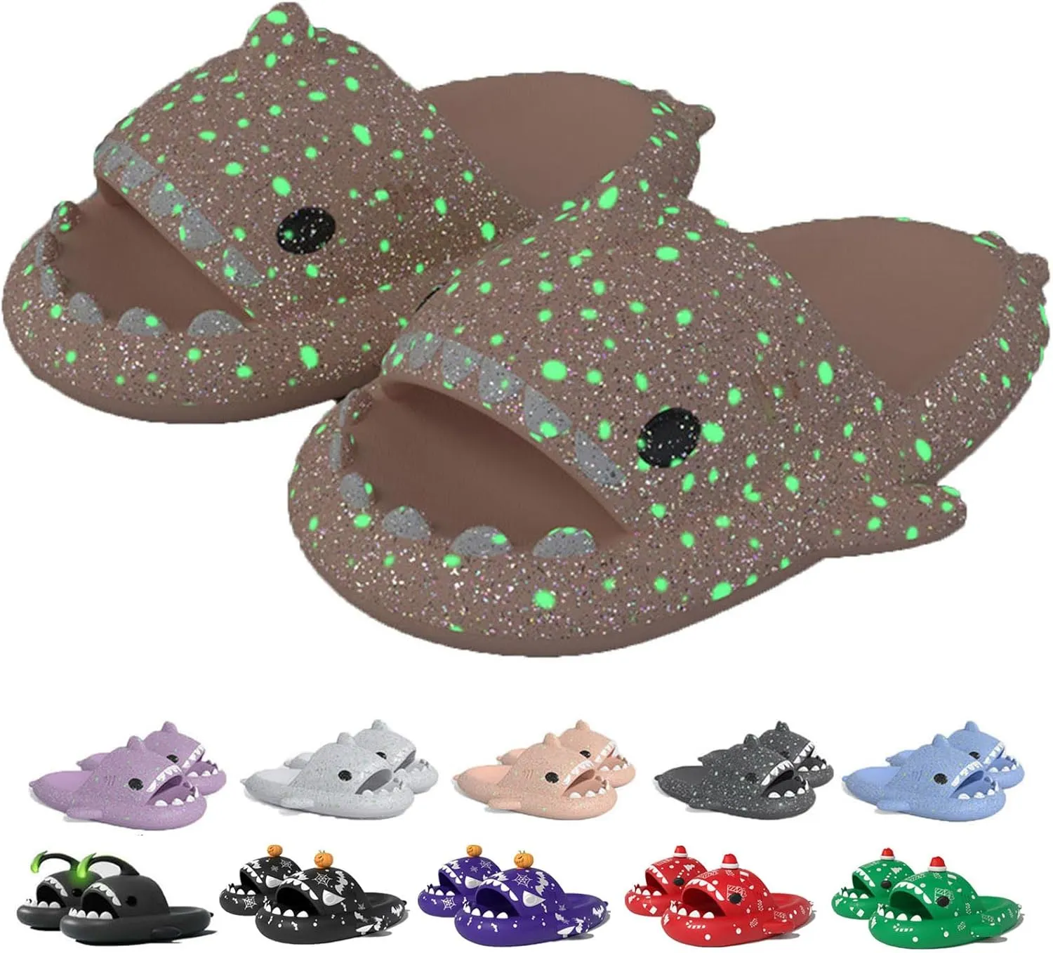 Jfxgjuv Halloween Luminous Shark Slippers Christmas Luminous Shark Slippers Spooky Shark Slides Shark Cloud Slides Angler Fish Slides Glow in The Dark Shark Slippers