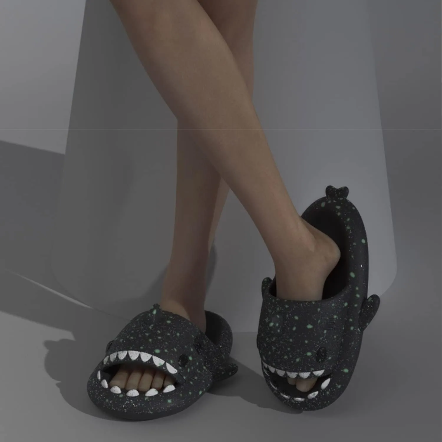 Jfxgjuv Halloween Luminous Shark Slippers Christmas Luminous Shark Slippers Spooky Shark Slides Shark Cloud Slides Angler Fish Slides Glow in The Dark Shark Slippers