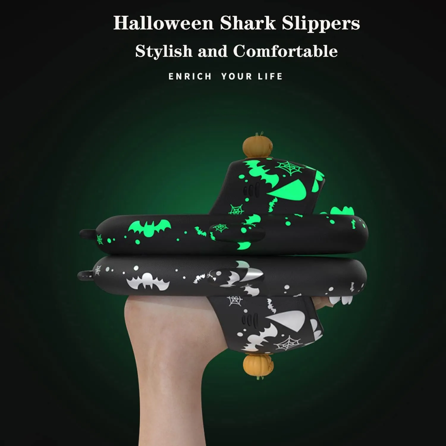 Jfxgjuv Halloween Luminous Shark Slippers Christmas Luminous Shark Slippers Spooky Shark Slides Shark Cloud Slides Angler Fish Slides Glow in The Dark Shark Slippers