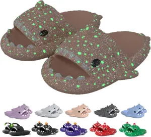 Jfxgjuv Halloween Luminous Shark Slippers Christmas Luminous Shark Slippers Spooky Shark Slides Shark Cloud Slides Angler Fish Slides Glow in The Dark Shark Slippers
