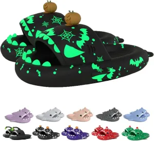 Jfxgjuv Halloween Luminous Shark Slippers Christmas Luminous Shark Slippers Spooky Shark Slides Shark Cloud Slides Angler Fish Slides Glow in The Dark Shark Slippers