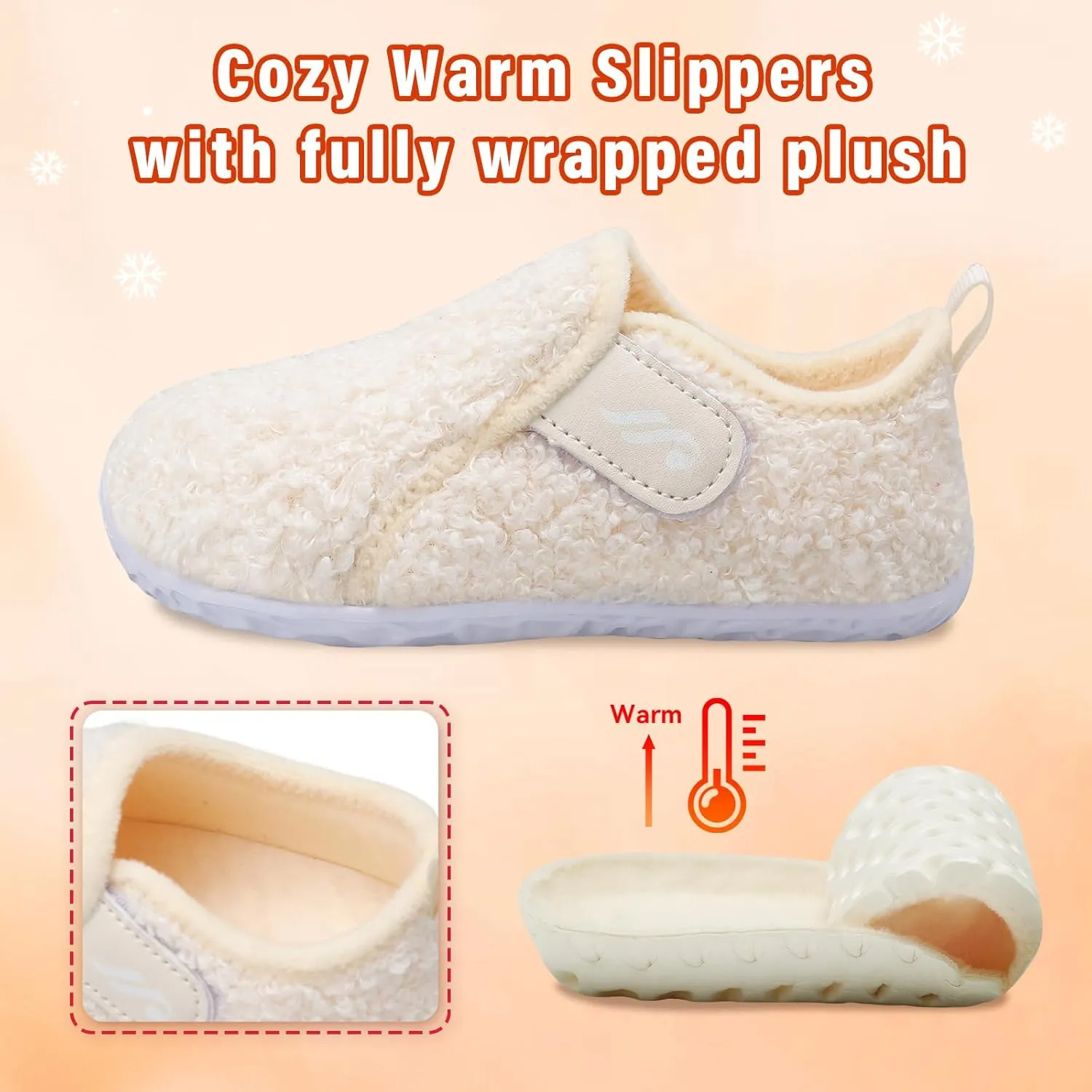 JIASUQI Toddler Slippers Fuzzy Kids Slippers Warm House Shoes for Boys Girls