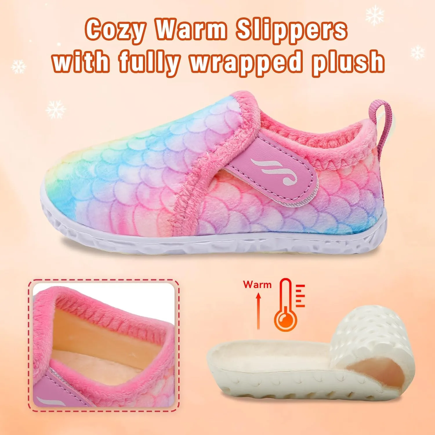 JIASUQI Toddler Slippers Fuzzy Kids Slippers Warm House Shoes for Boys Girls