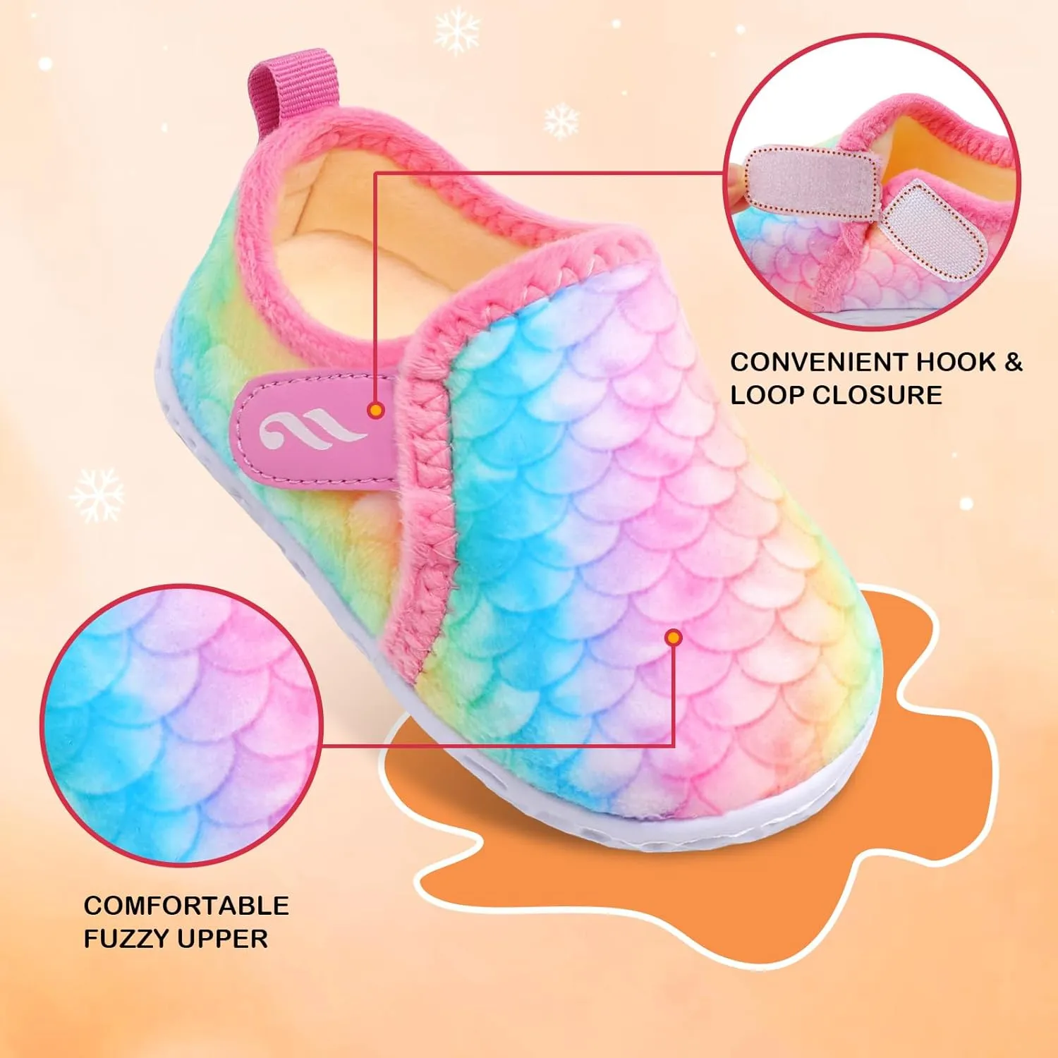 JIASUQI Toddler Slippers Fuzzy Kids Slippers Warm House Shoes for Boys Girls