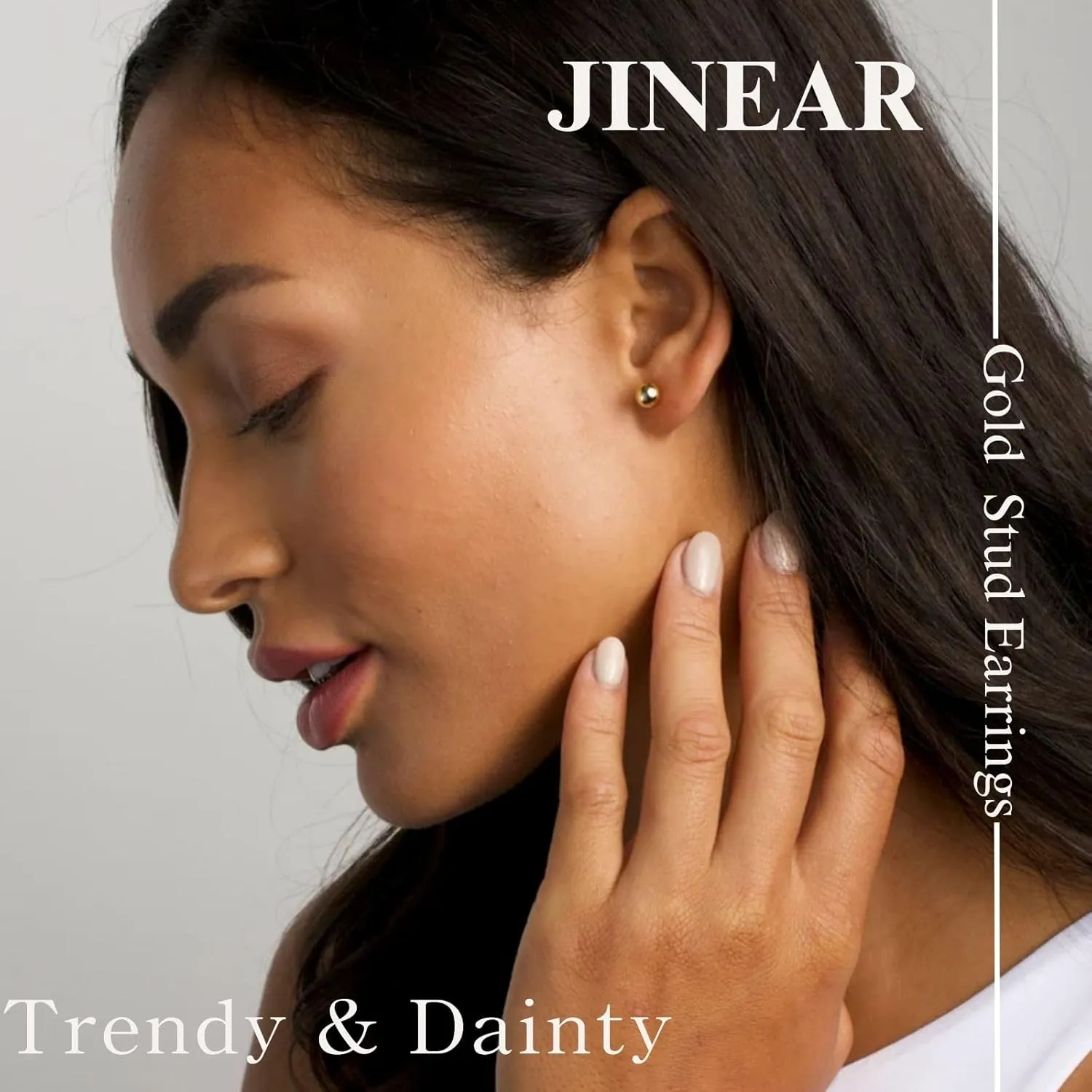 JINERA 5 Pairs Stud Earrings for Women 14K Plated Gold/Silver Pearl Ball Small Stud Earrings Set Cartilage Piercing Hypoallergenic Lightweight Flatback Earrings Jewelry Gifts for Women