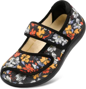 JOINFREE Womens Wide Diabetic Slippers Adjustable Comfort House Shoes Extra Wide Width Edema Swollen Arthritis Bedroom Slipper Indoor Outdoor