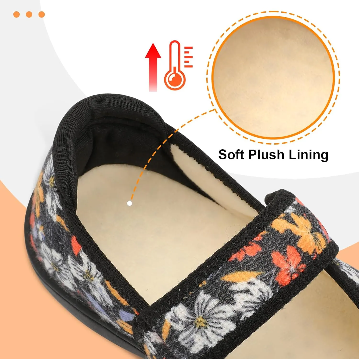 JOINFREE Womens Wide Diabetic Slippers Adjustable Comfort House Shoes Extra Wide Width Edema Swollen Arthritis Bedroom Slipper Indoor Outdoor