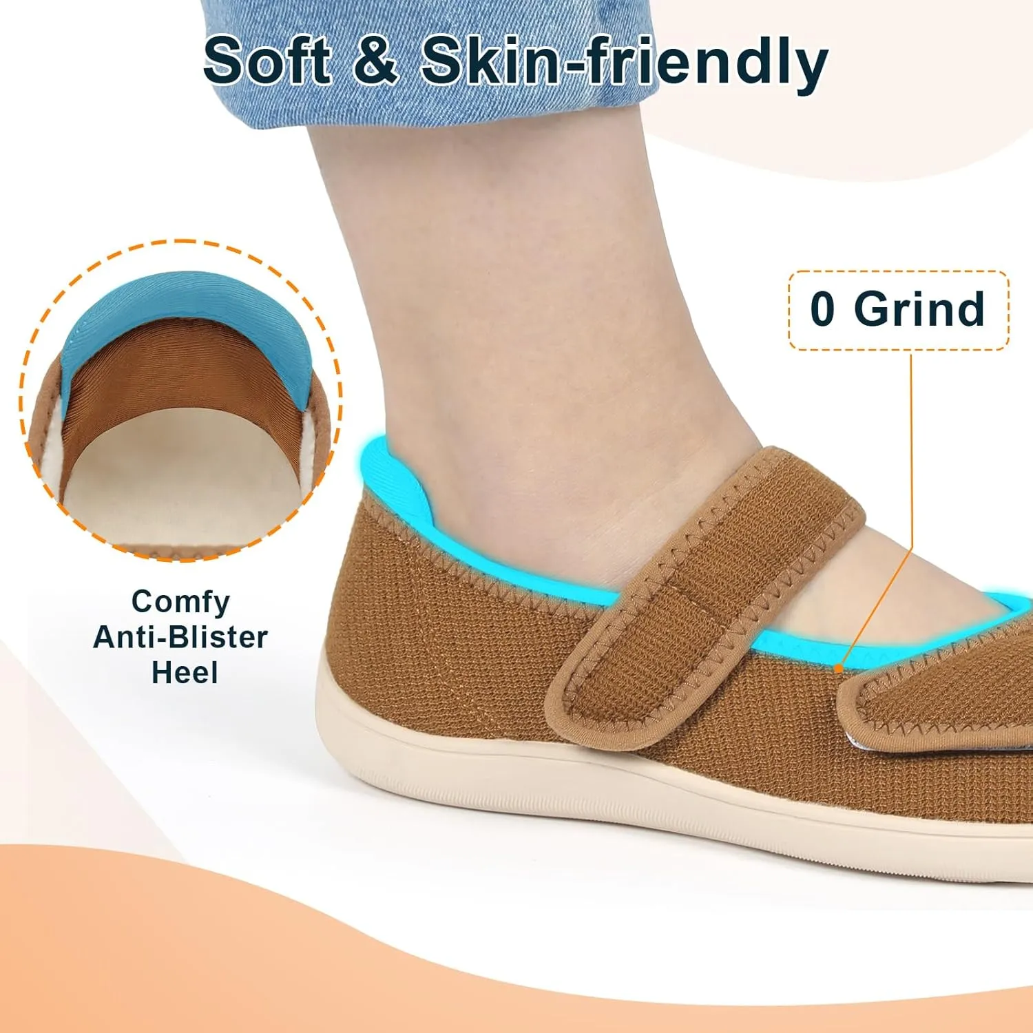 JOINFREE Womens Wide Diabetic Slippers Adjustable Comfort House Shoes Extra Wide Width Edema Swollen Arthritis Bedroom Slipper Indoor Outdoor