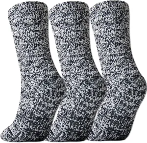 JORMATT 3 Pairs Ultra Thick Grip Fuzzy Socks Non Skid Slipper Hospital Socks Unisex