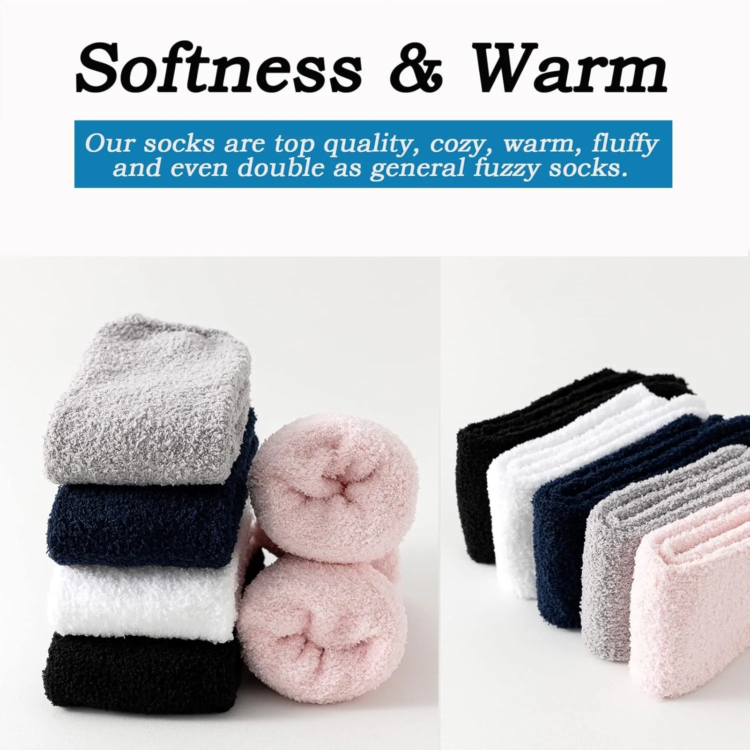 JORMATT 3 Pairs Ultra Thick Grip Fuzzy Socks Non Skid Slipper Hospital Socks Unisex