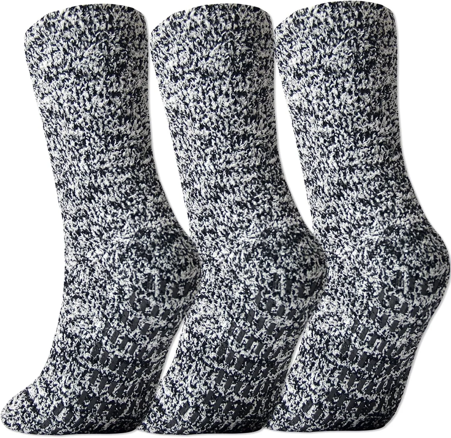JORMATT 3 Pairs Ultra Thick Grip Fuzzy Socks Non Skid Slipper Hospital Socks Unisex