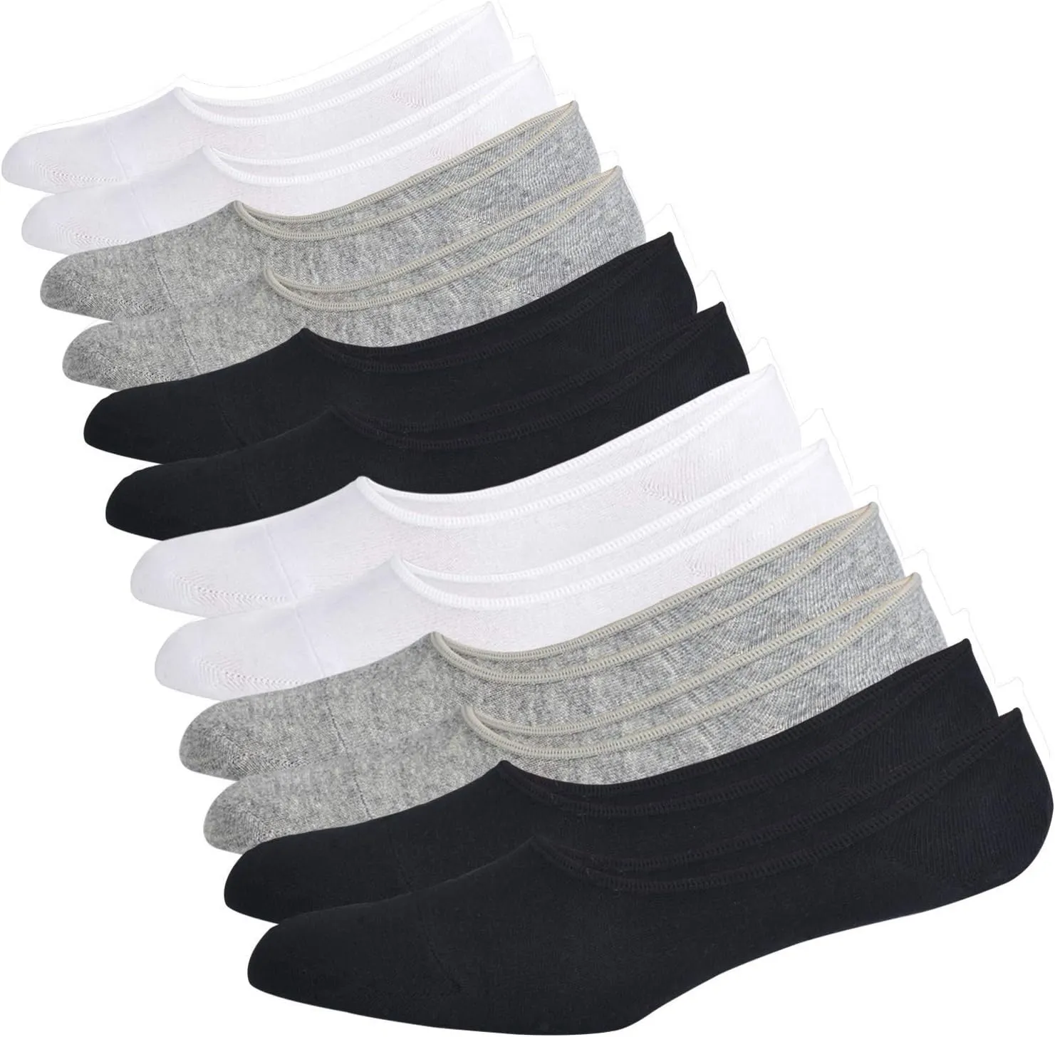 JORMATT Mens Truly No Show Socks With Non Slip Grips,Women Cotton Low Cut Socks for Loafer Sneakers Boat Shoes