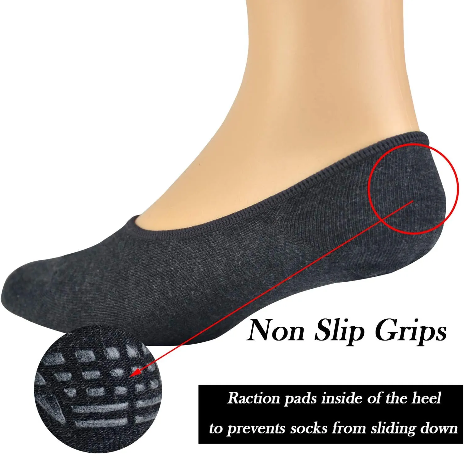 JORMATT Mens Truly No Show Socks With Non Slip Grips,Women Cotton Low Cut Socks for Loafer Sneakers Boat Shoes
