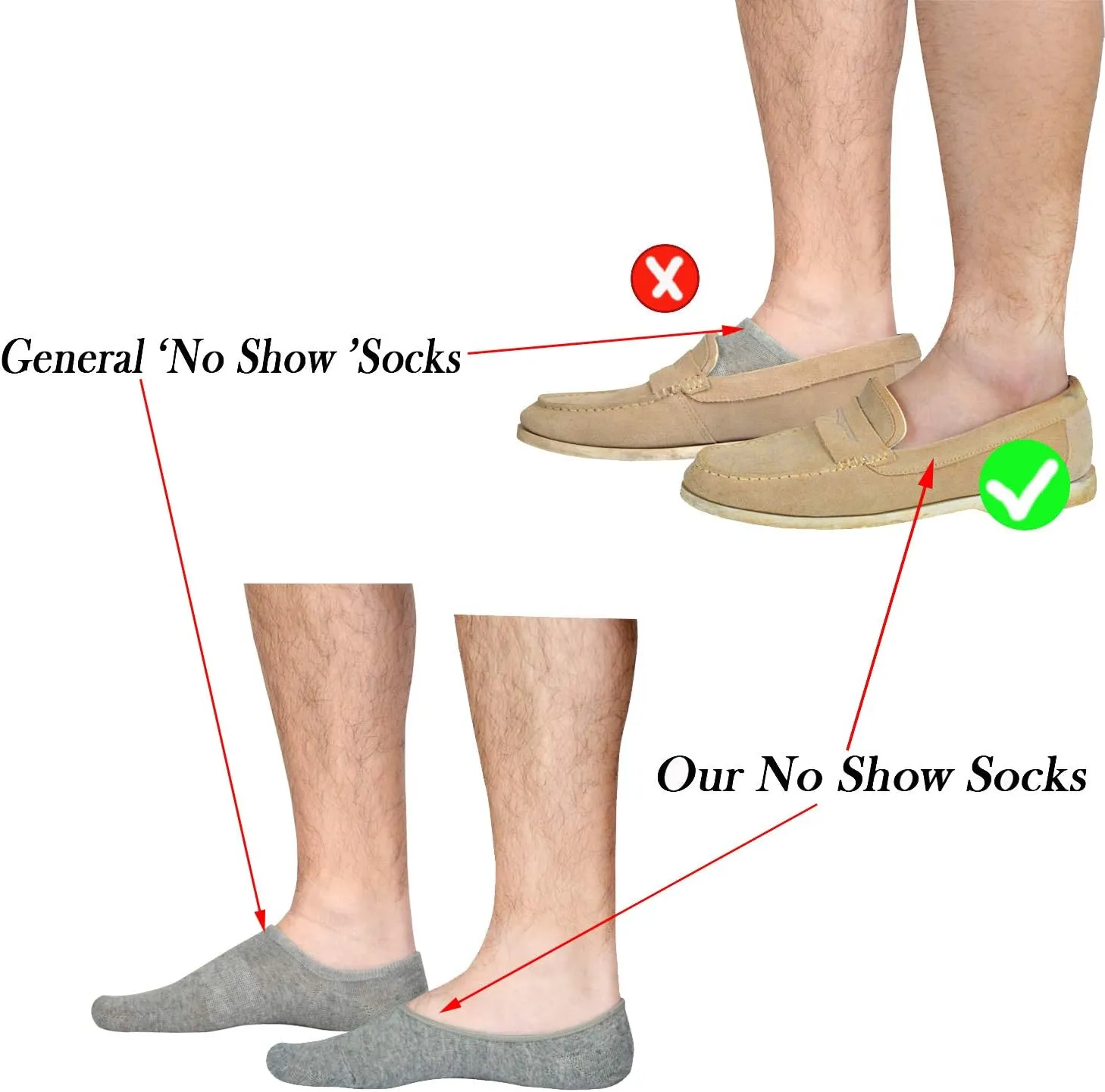 JORMATT Mens Truly No Show Socks With Non Slip Grips,Women Cotton Low Cut Socks for Loafer Sneakers Boat Shoes
