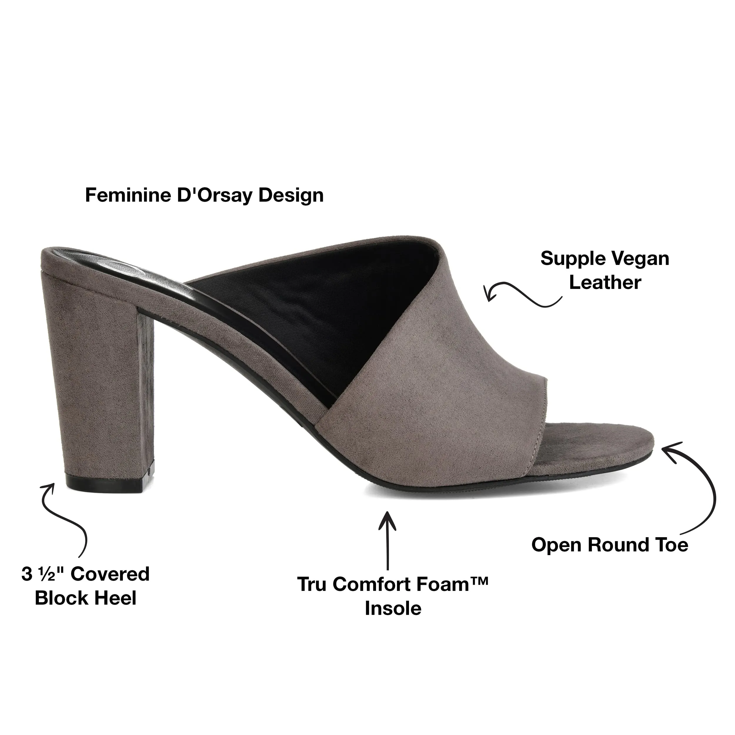 Journee Collection Womens Allea Tru Comfort Foam D'Orsay Block Heel Dress Sandals Size: 6 Wide, Grey