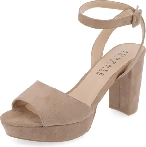 Journee Open Toe Strappy Platform Pumps for Women - Nairri Ankle Strap Chunky High Block Heel Sandal