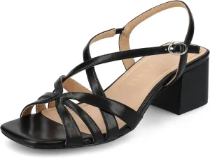 Journee Womens Block heel Cushioned Footbed Shyla Crisscross straps Faux Leather Multi Straps 2-3 inch heel Open Toe