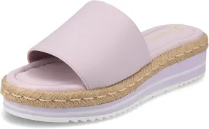 Journee Womens Braided Espadrille Wedge Heel Open Round Toe Slip On Neoprene Rosey Platform Slide Sandal Lilac, 12