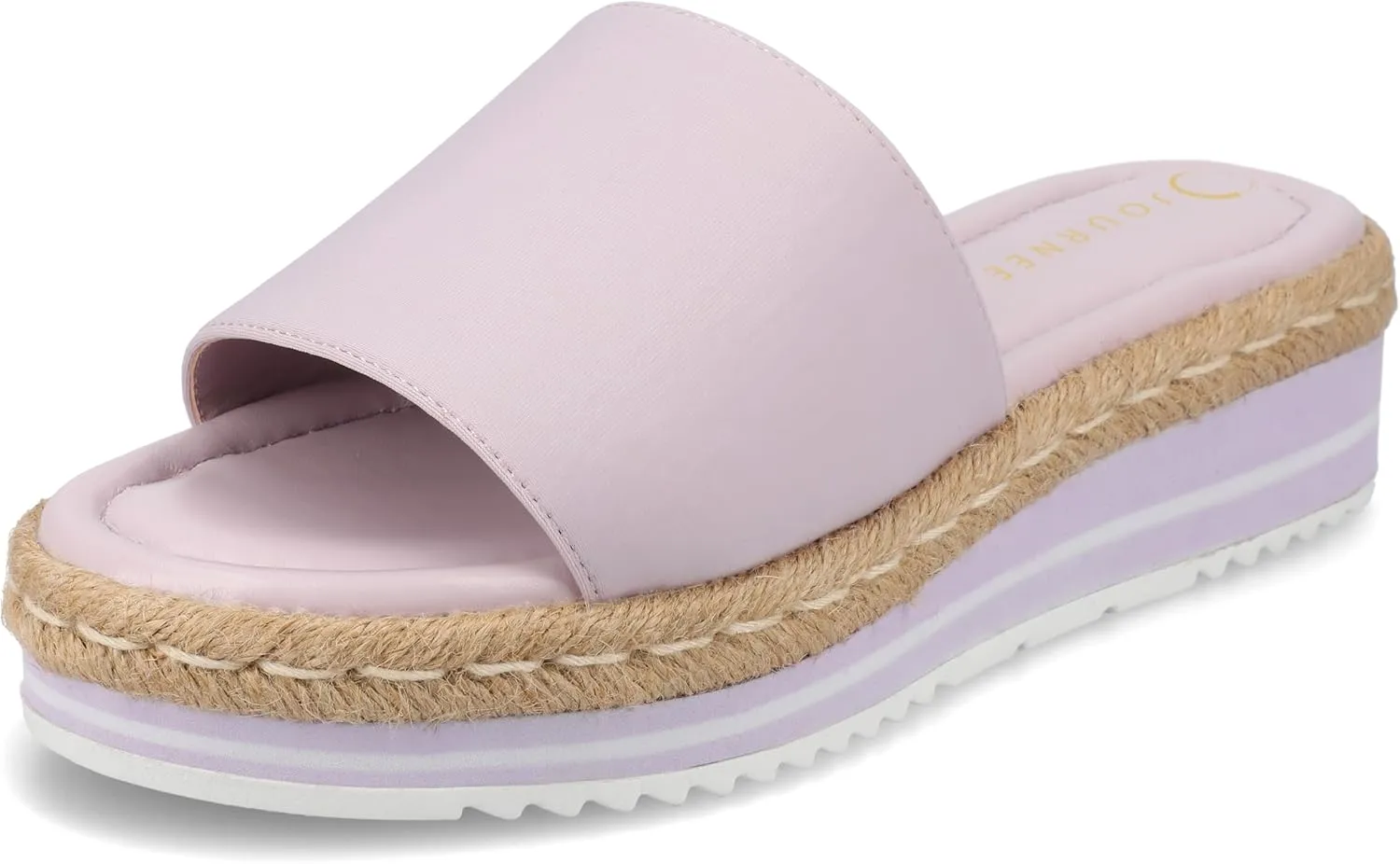 Journee Womens Braided Espadrille Wedge Heel Open Round Toe Slip On Neoprene Rosey Platform Slide Sandal Lilac, 12