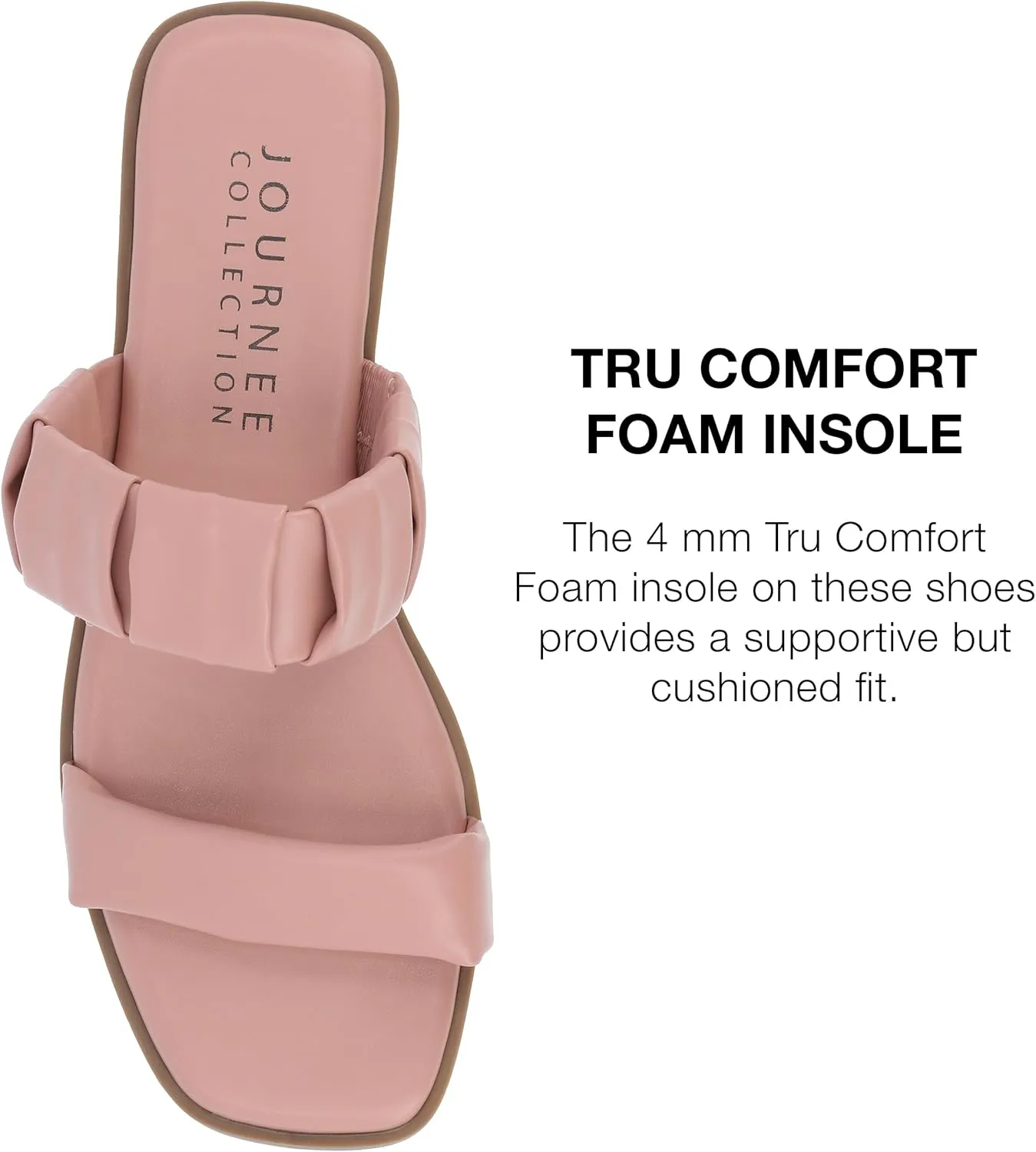Journee Womens Pegie Tru Comfort Foam Slip On Faux Leather Flat Sandals