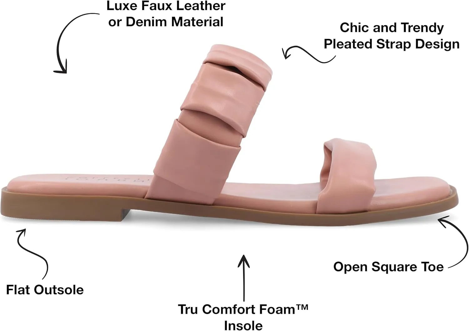 Journee Womens Pegie Tru Comfort Foam Slip On Faux Leather Flat Sandals