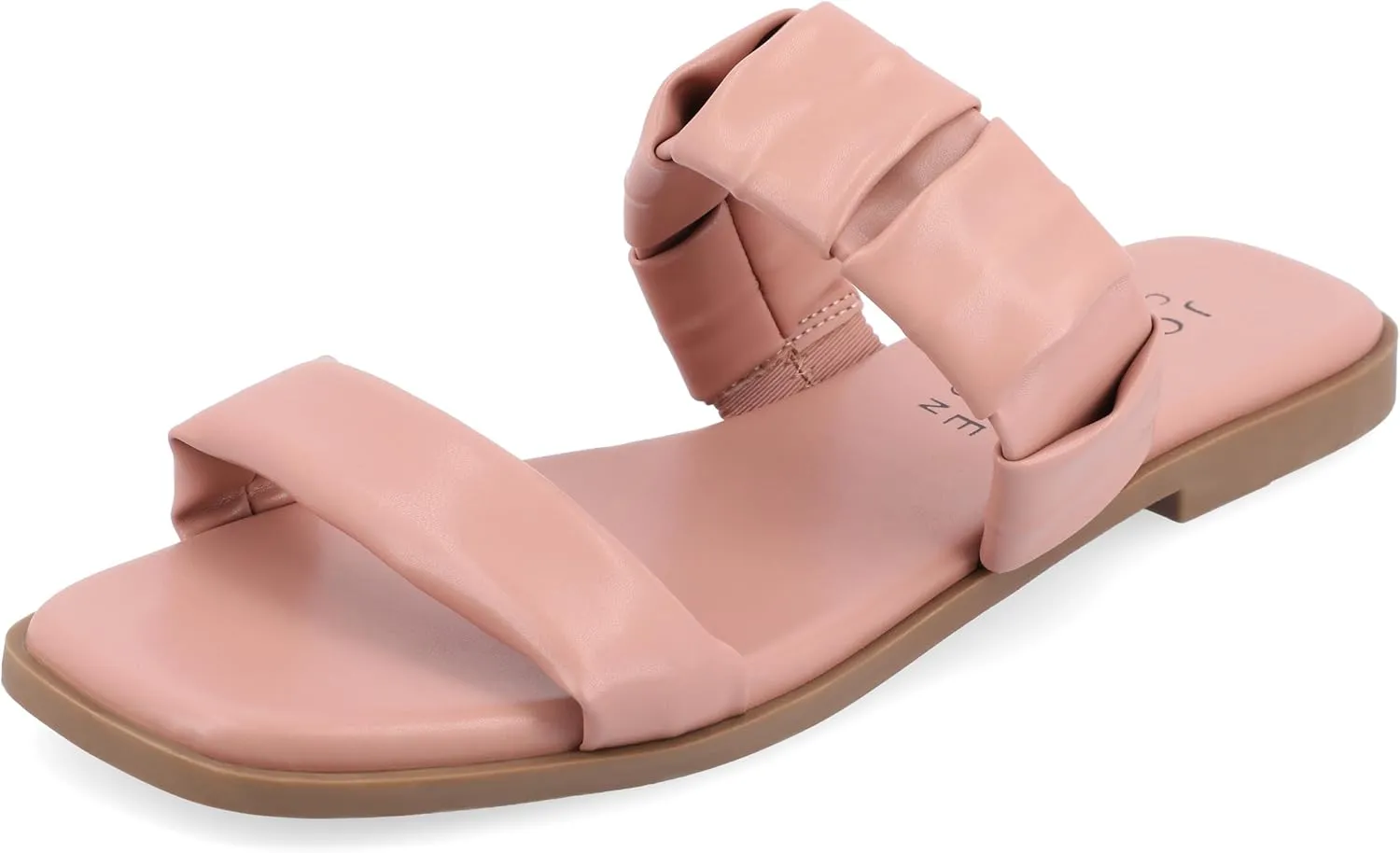 Journee Womens Pegie Tru Comfort Foam Slip On Faux Leather Flat Sandals