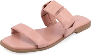 Journee Womens Pegie Tru Comfort Foam Slip On Faux Leather Flat Sandals