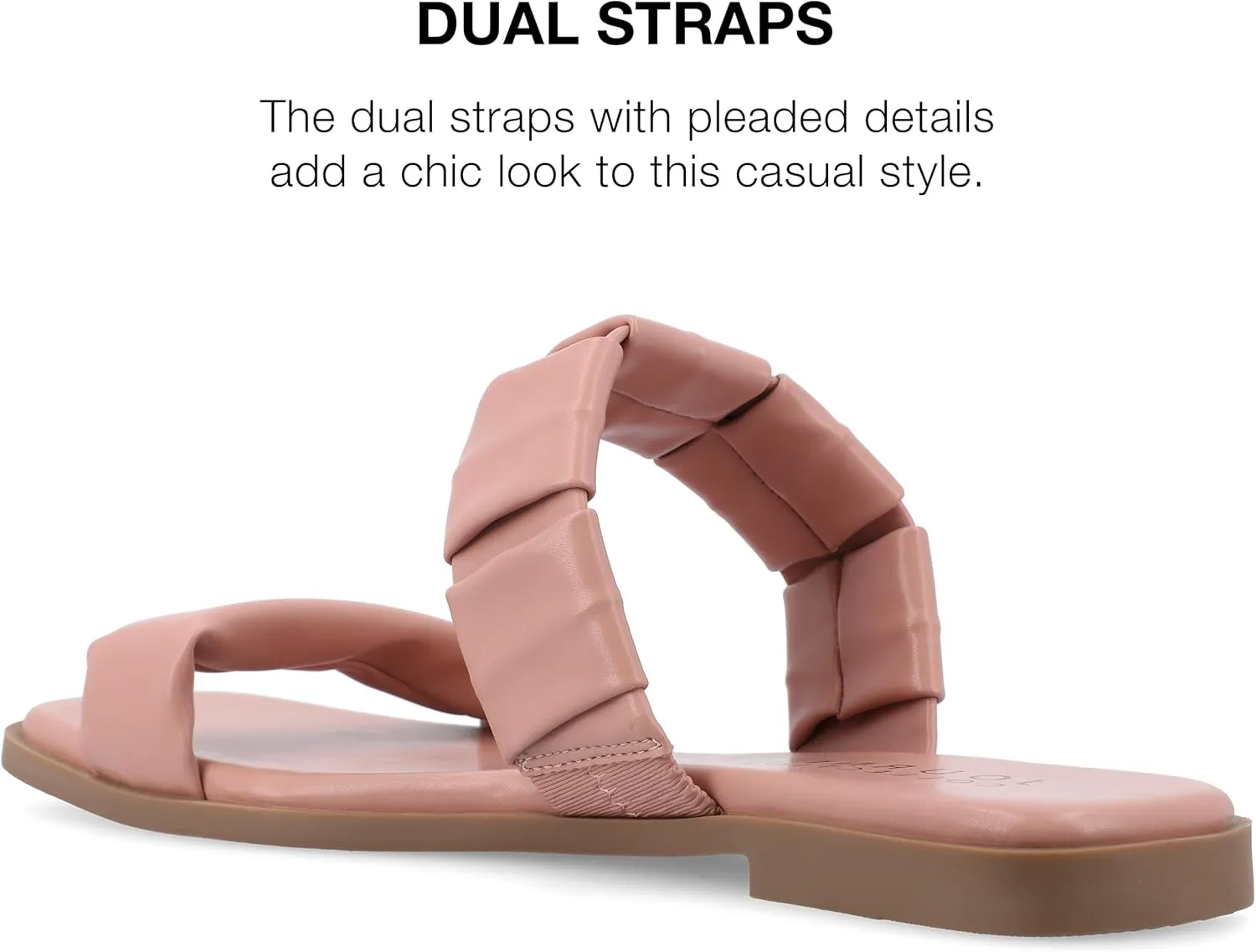 Journee Womens Pegie Tru Comfort Foam Slip On Faux Leather Flat Sandals