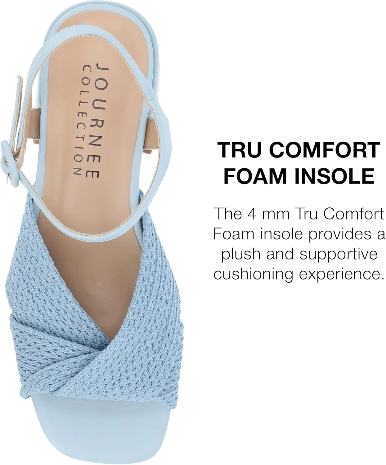 Journee Womens Twisted Knit Block Heel Buckle Ankle Strap Open Square Toe Zerlina Tru Comfort Foam Sandals