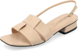 Journee Womens Woven Slingback Inset Low Covered Block Heel Open Square Toe Tabatha Comfort Foam Sandals