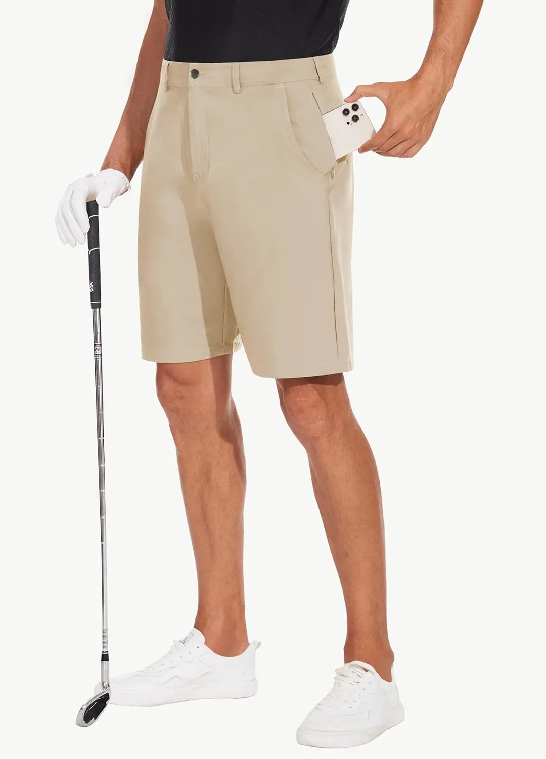 JWM Mens 7"/9" Stretch Golf Shorts - Lightweight Hybrid Casual Dress Work Flat Front Shorts with 5 Pockets Quick Dry UPF50