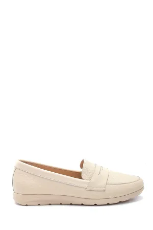 Kadın Bej Deri Loafer