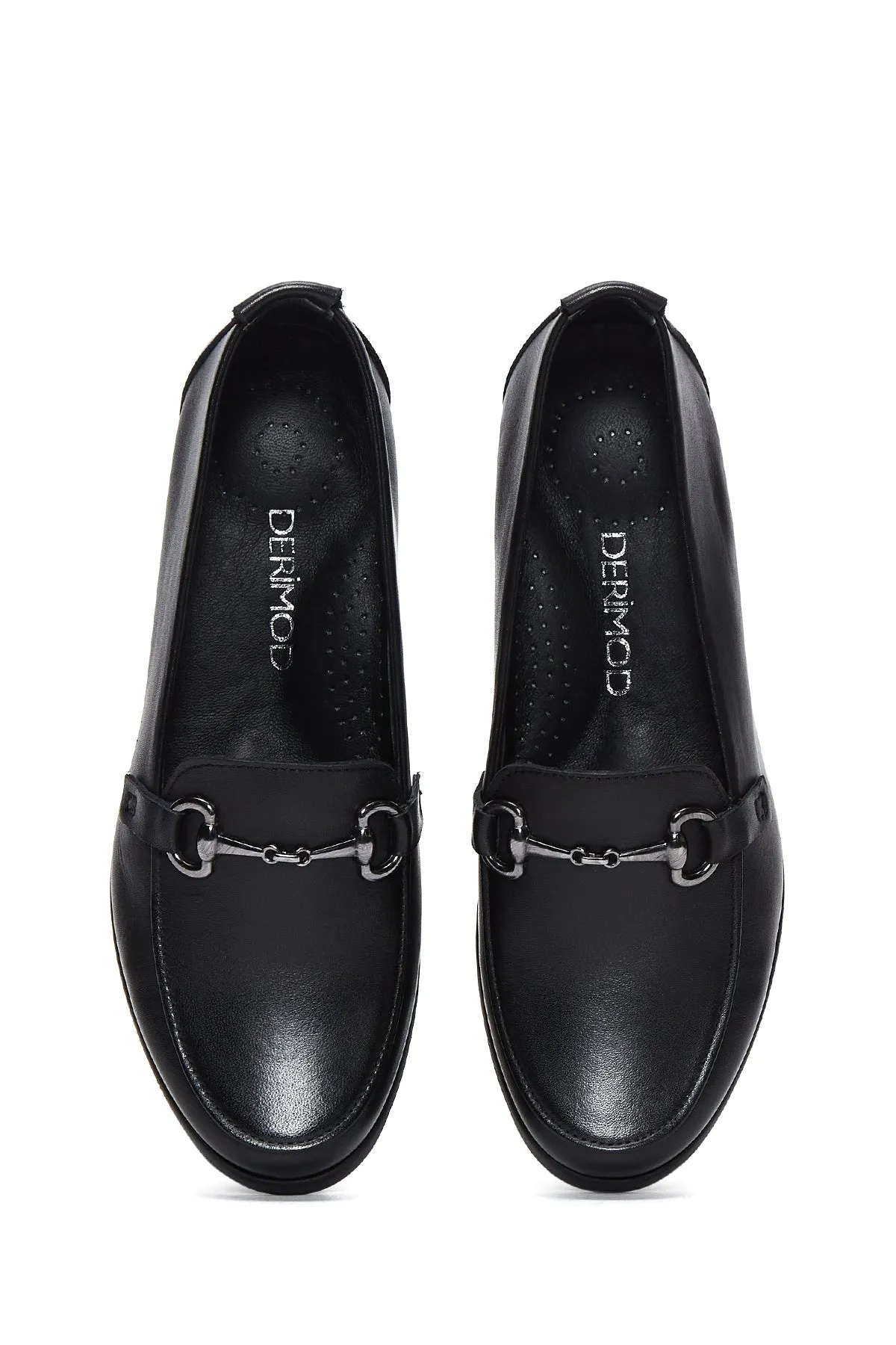 Kadın Siyah Deri Dolgu Topuklu Comfort Loafer