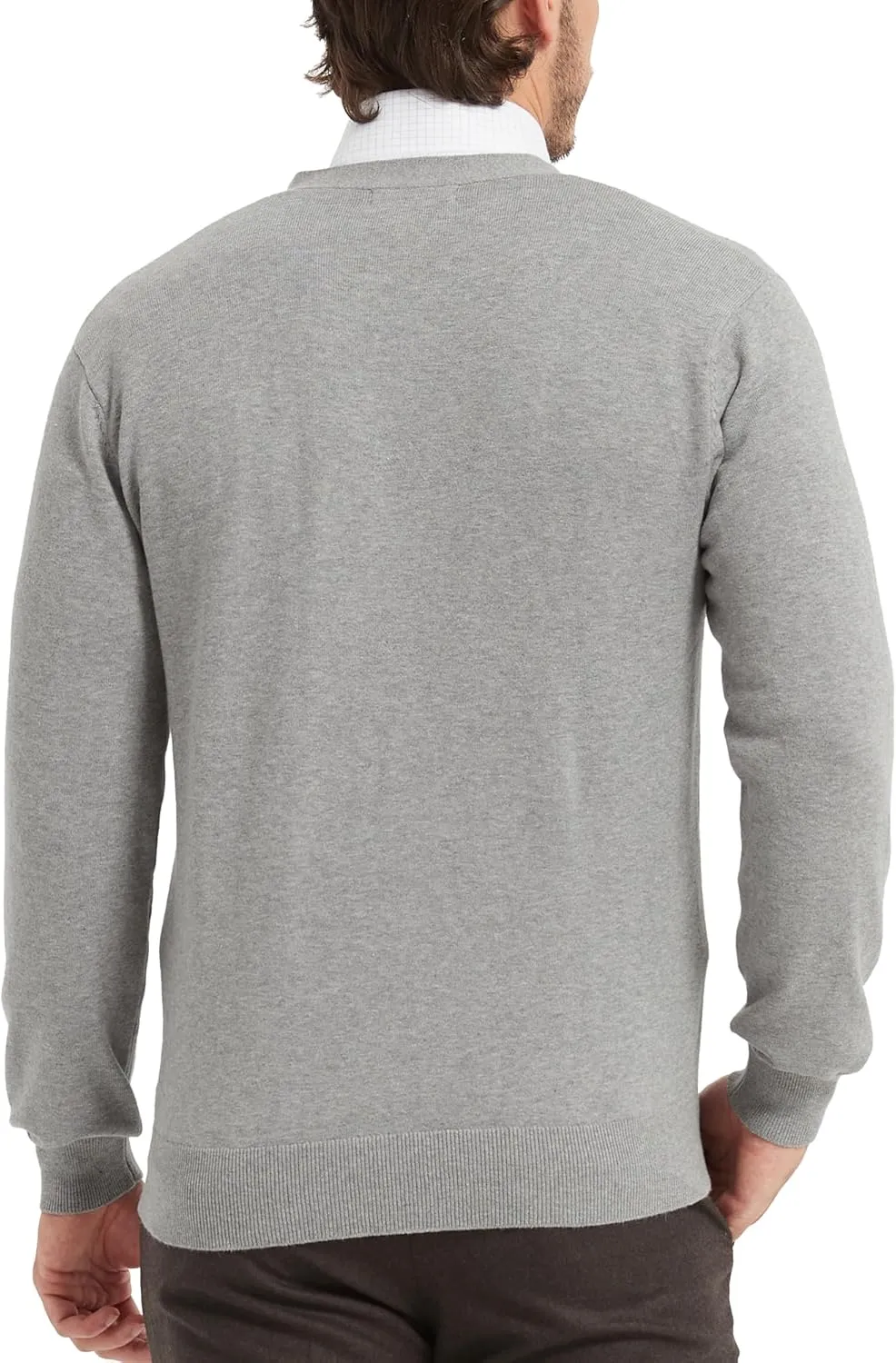 Kallspin Men’s Pure Cotton Cardigan Sweater V-Neck Button Down Cardigan Lightweight Knitwear with Pockets
