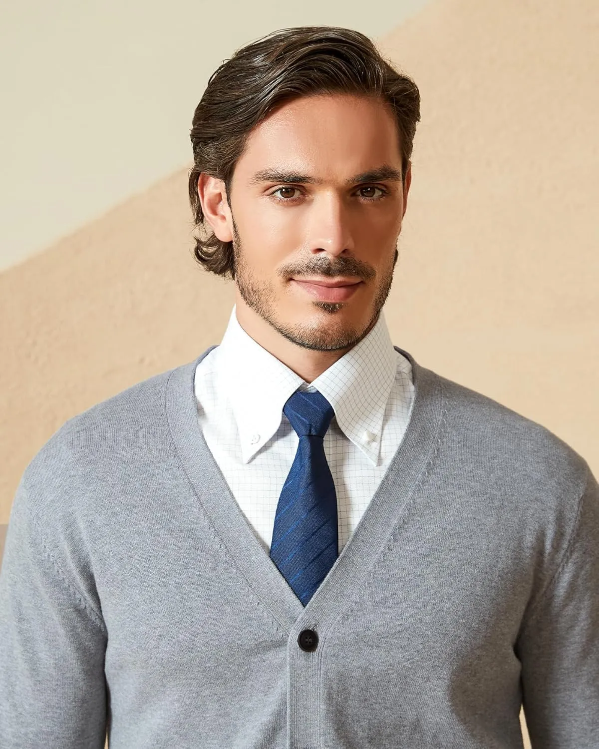 Kallspin Men’s Pure Cotton Cardigan Sweater V-Neck Button Down Cardigan Lightweight Knitwear with Pockets