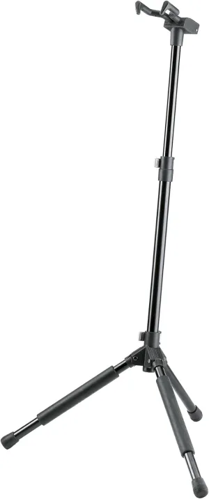 K&M Konig & Meyer 17670.000.55 Memphis Pro Guitar Stand | Sturdy Heavy Duty Adjustable Height Frame | Protective Rubber | Flexible Hook-In Clamp Secures Neck | Folds Flat | Fits All Guitars | Black