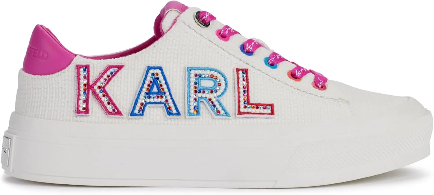 Karl Lagerfeld Paris Women's Cushioned Insole Everyday Gida-Lace Up Sneaker