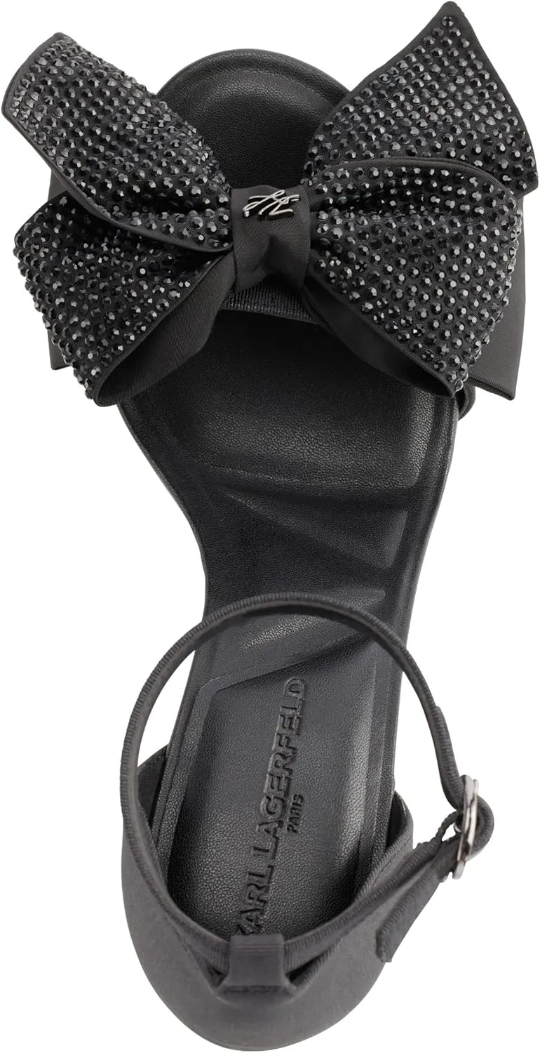 KARL LAGERFELD womens Kenz Bow Evening Ankle Strap Heeled Sandal
