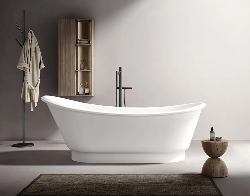 Kaskade Naomi Freestanding Slipper Stone Bath - Matte White