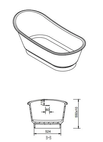 Kaskade Naomi Freestanding Slipper Stone Bath - Matte White