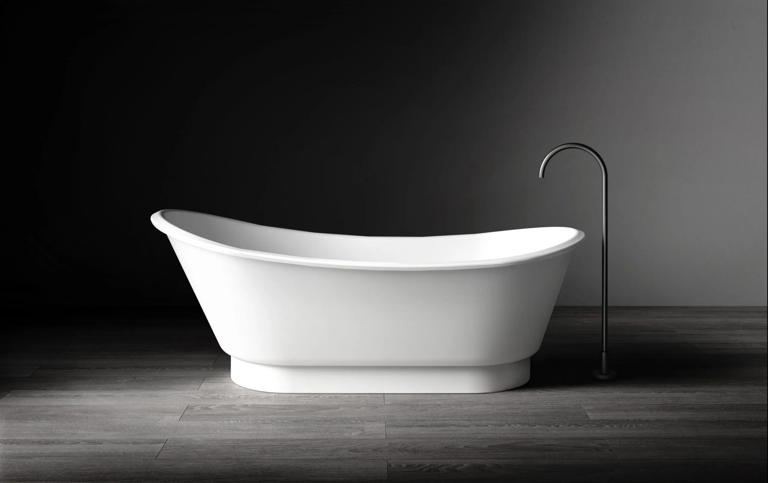 Kaskade Naomi Freestanding Slipper Stone Bath - Matte White