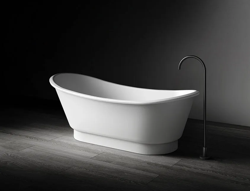Kaskade Naomi Freestanding Slipper Stone Bath - Matte White