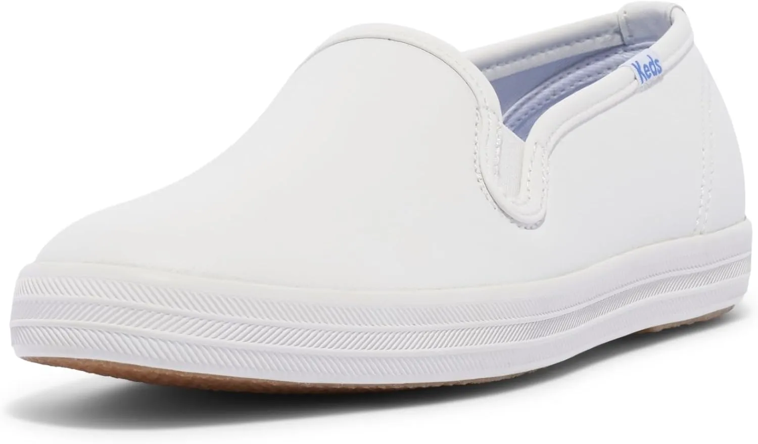 Keds Women's Champion Slip on Sneaker, White Leather, 5 Narrow
