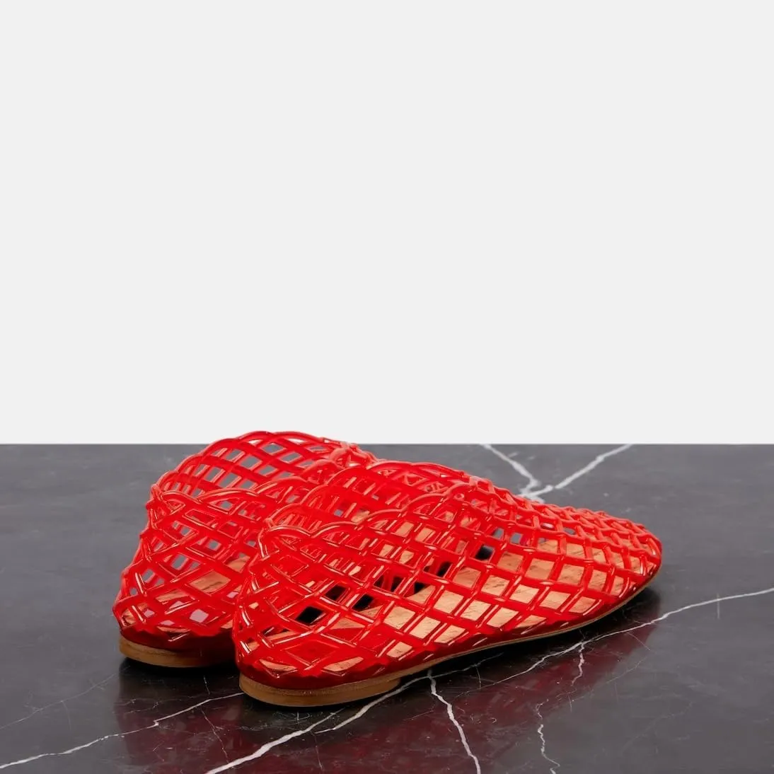 keleimusi Women's Woven Jelly Flats Slip-On Square Toe Mesh Ballet Flats Sole Lightweight Breathable Summer Slides Clear Hollow Jelly Sandals Beach Ballerina Shoes