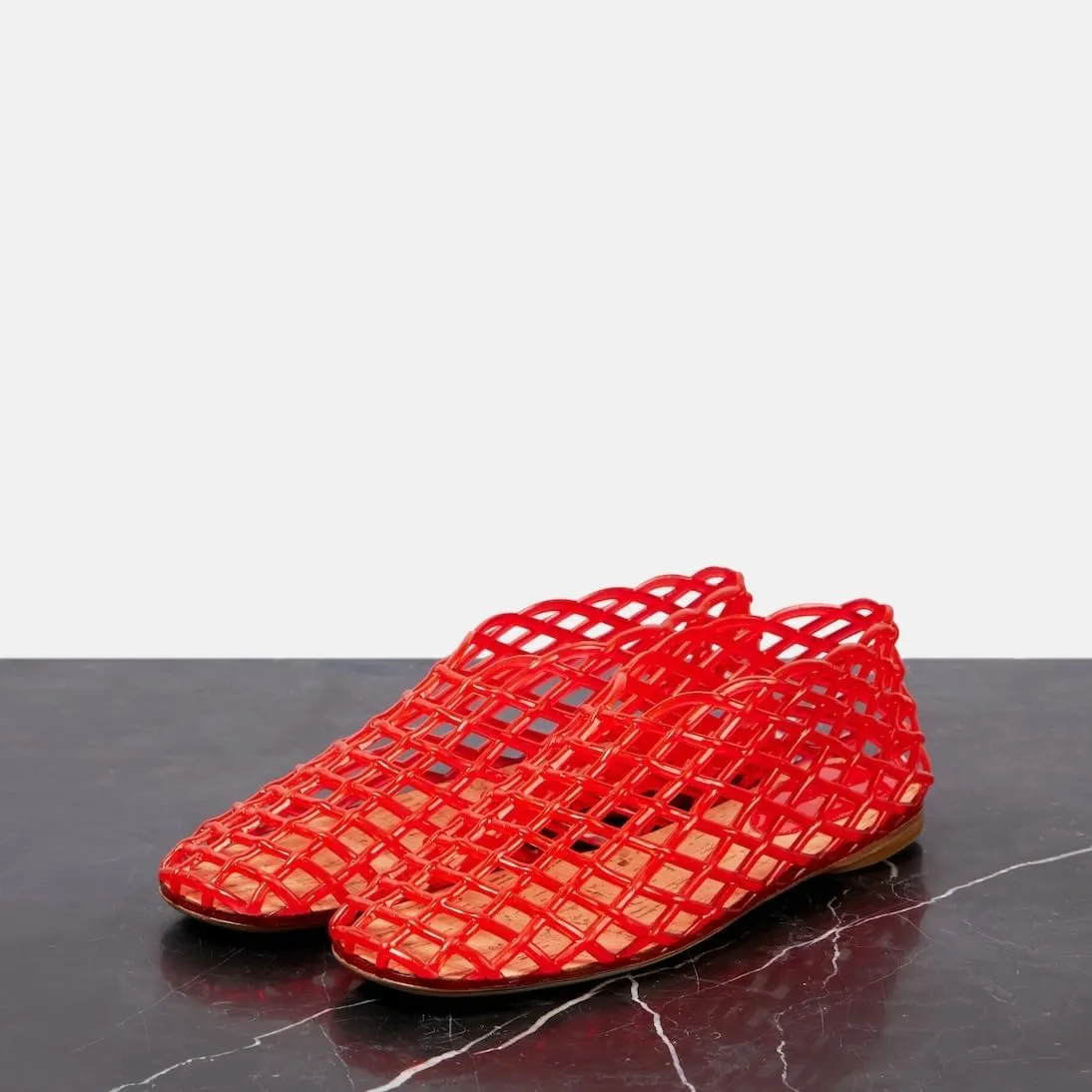 keleimusi Women's Woven Jelly Flats Slip-On Square Toe Mesh Ballet Flats Sole Lightweight Breathable Summer Slides Clear Hollow Jelly Sandals Beach Ballerina Shoes