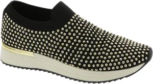 Kenneth Cole REACTION Women's Cameron Jewel Jogger Sneaker, Black Logo, 6.5 Wide