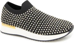 Kenneth Cole Reaction Women's Women's Cameron Stud Sneaker, Black Knit, 8