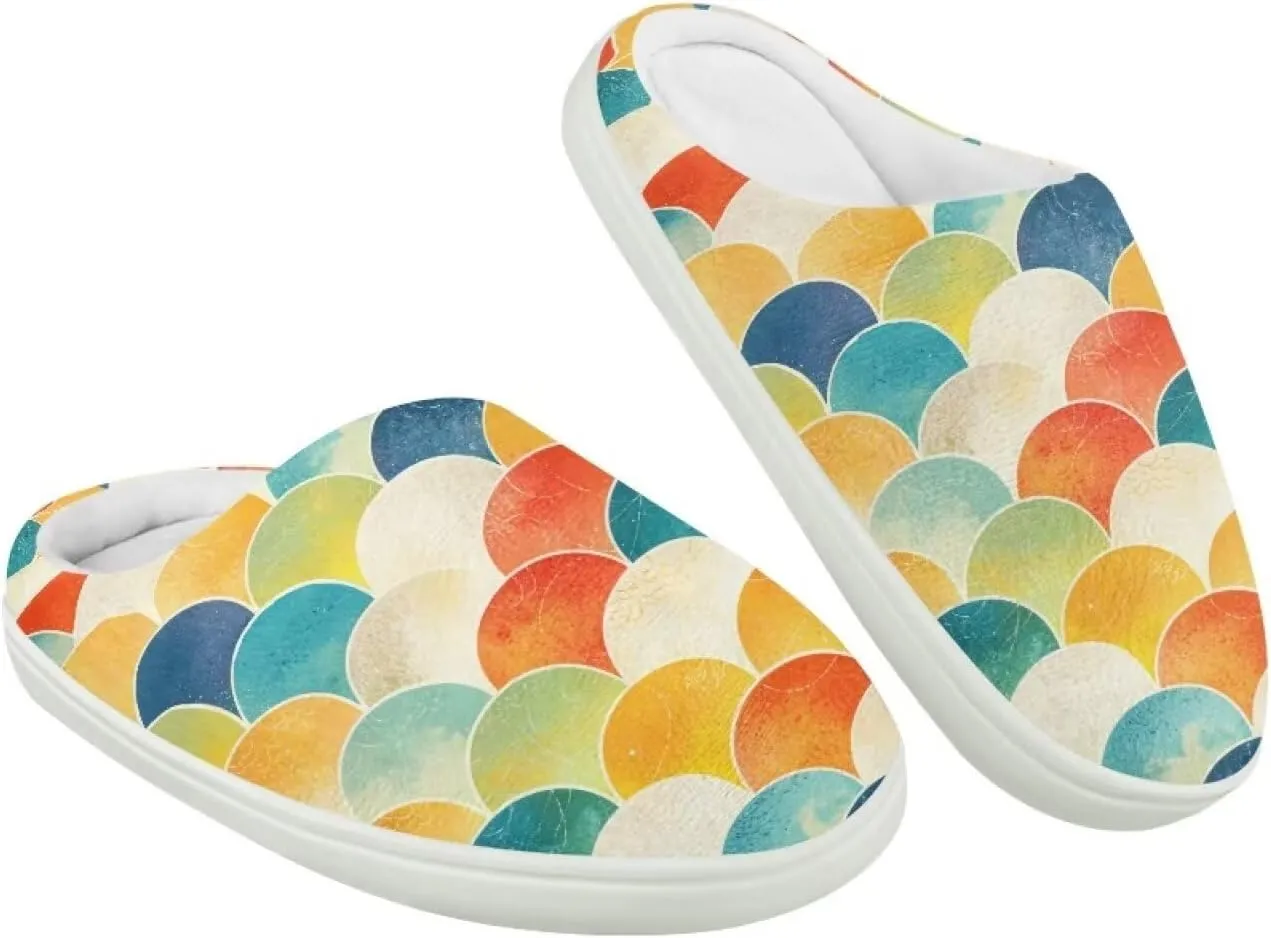 Kids Cotton Slipper Warm Winter Fluffy Breathable Shoes Cozy Fuzzy Print Anti-Slip House Slippers for Litter Big Kid US 9-15