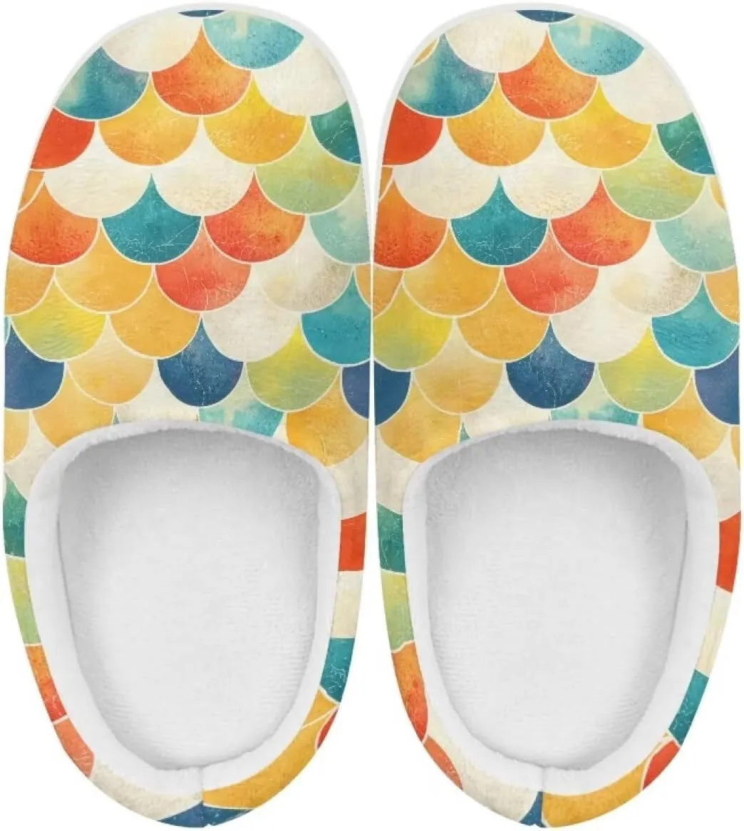 Kids Cotton Slipper Warm Winter Fluffy Breathable Shoes Cozy Fuzzy Print Anti-Slip House Slippers for Litter Big Kid US 9-15